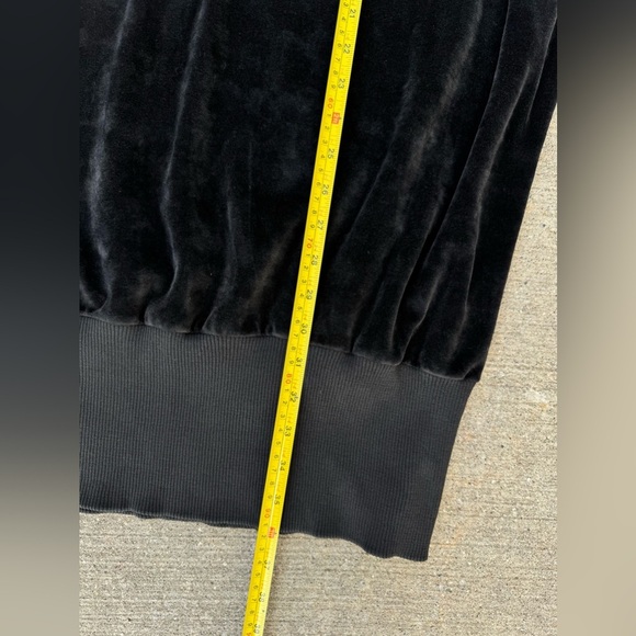 Vintage Black Velour Mini Sweatshirt Dress Banded Bottom Gold Stud Accents - Picture 6 of 8
